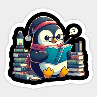 Penguin Reading Read Reading Librarian Book Sticker